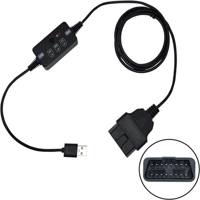 USB Powered Vehicle OBD II Connector Memory Saver with Buzzer, Car ECU Emergency