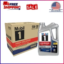 Mobil 1 High Mileage Full Synthetic Motor Oil 5W-30, 5 Quart (Pack of 3)
