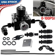 Fuel Pressure Regulator Kit 0-100psi Gauge 6an Fuel Line Fitting Adjustable Usa