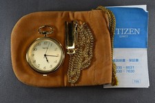 Citizen Pocket Watch Quartz Vintage Gold Tone bay fm Logo 6031 343557