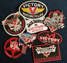 8 Victory Motorcycles Embroidered Patch lot approx 3.75x4.5" 1 each