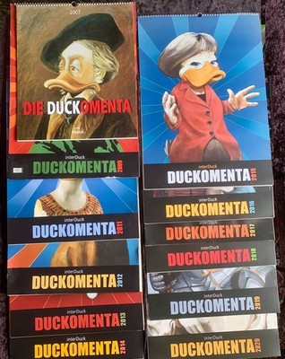 12x Duckomenta Kalender verschiedener Jahre mit Entenmotiven, s.  Bilder, Comic!