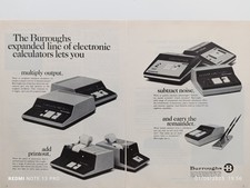 Pubblicità stampa vintage BURROUGHS!! " Calcolatrici elettroniche "