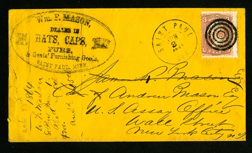 US Stamps 65 E. Mason Hats Capes and Furs Advertising Cover Clean 1800's Vintage