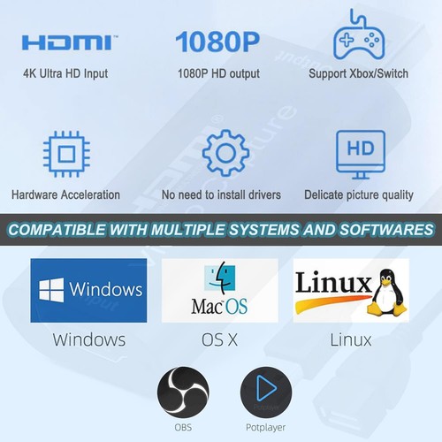 4K HDMI to USB 2.0 Video Capture Card 1080P Cam Link Card Game Capture Card Ada - Afbeelding 6 van 6