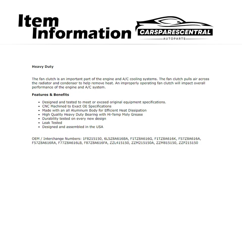 Embreagem do ventilador de refrigeração do motor para 1990-1997 Ford Aerostar 4.0L - Imagem 3 de 4
