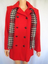 Vintage Mackintosh Authentic Peacoat Size 12 Red Wool With Matching Wool Scarf