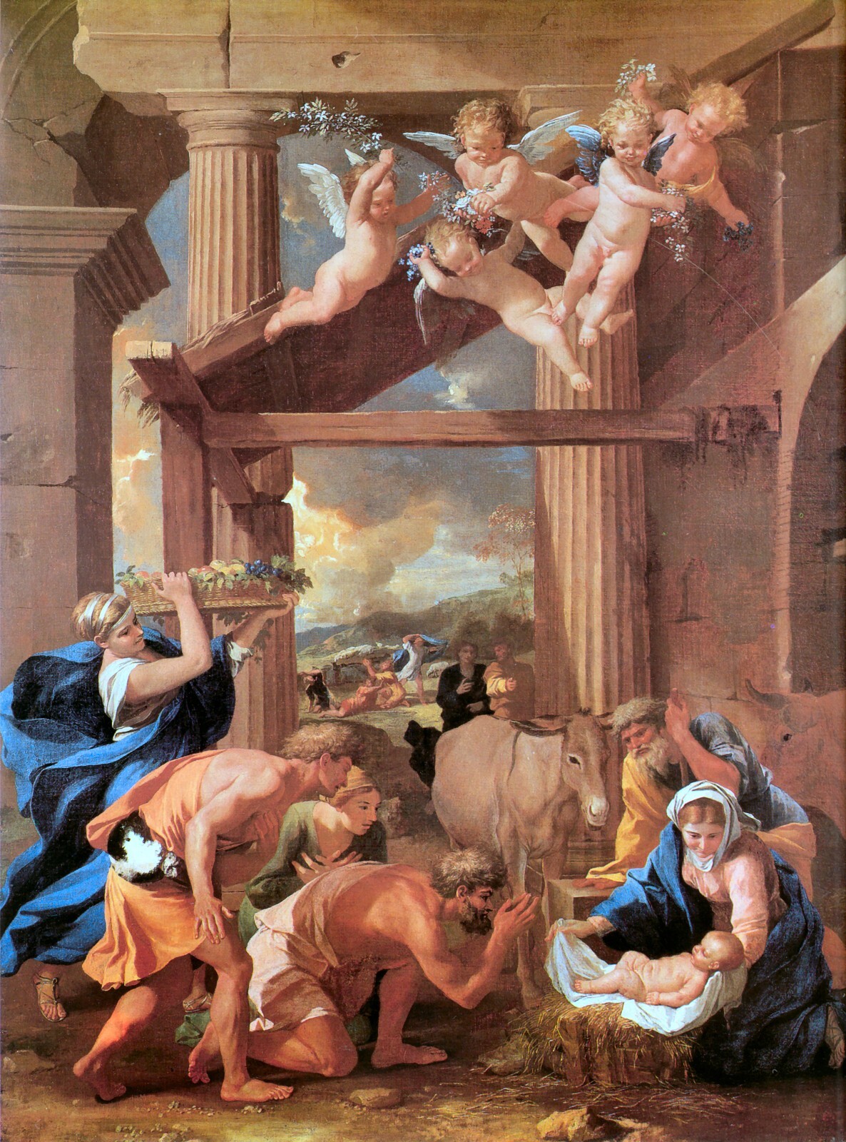 Nicolas Poussin Adoration of the Shepherds Wall Art Print Reproduction  -image
