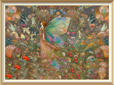 William Morris Stil Wandteppich Muster Arts & Crafts Jugendstil Druck Fee Fae