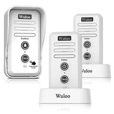 Wuloo 1/2Mile Wireless Doorbell Intercom Rechargeable Stand Door Chimes for Home
