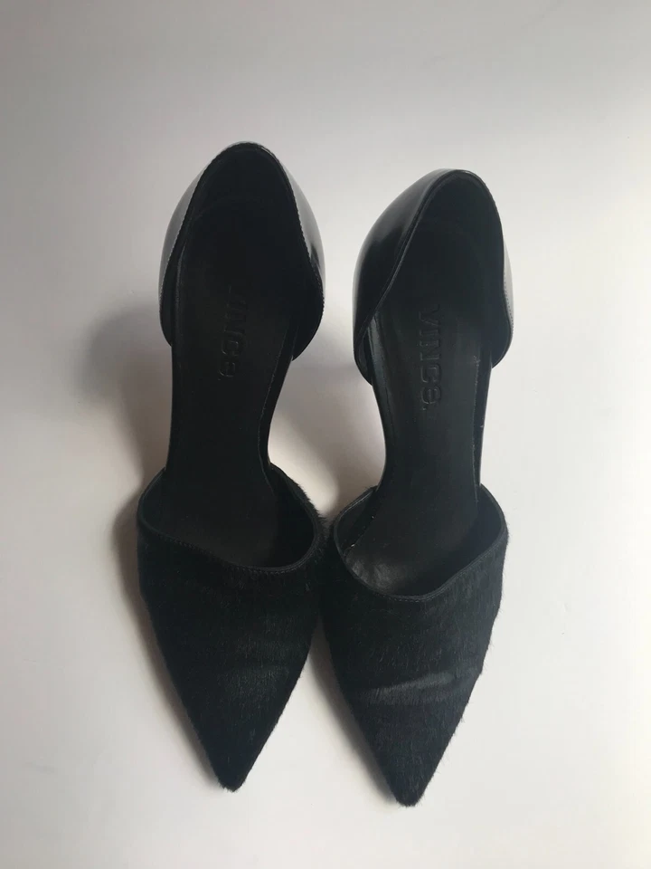 Vince Black Pony Hair Cutout Pump Heels, Size 36.5 (IT) 6.5 (US) - Image 2 of 4