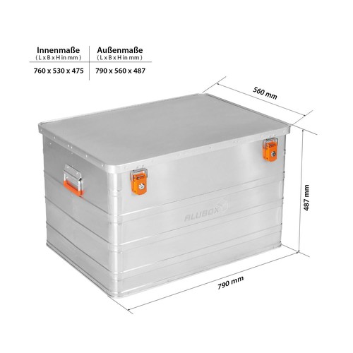 ALUBOX® - B184 Liter Alukiste Werkzeugkiste Lagerbox Aufbewahrung 79x56x48,7 cm - Bild 2 von 11