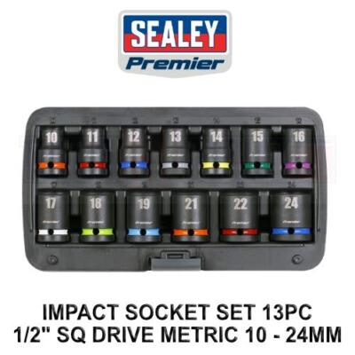 Sealey Premier 13pc 1/2'' Sq Drive Impact Socket Set Metric 10 - 24mm AK5617M