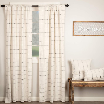 Farmcloth Stripe Panel Curtains, Set of 2, 84'' Long, Urban Rustic Farmhouse Styl