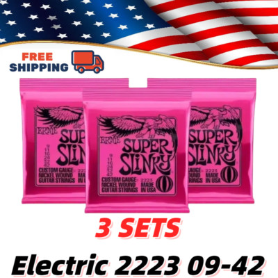 NEW 3 Sets Ernie Ball Super Slinky Nickel Wound For 9-42 Electric Guitar Strings