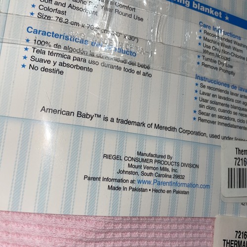 New Nos Riegel Thermal Receiving Blanket Pink 100% Cotton American Baby Vintage - Picture 5 of 6
