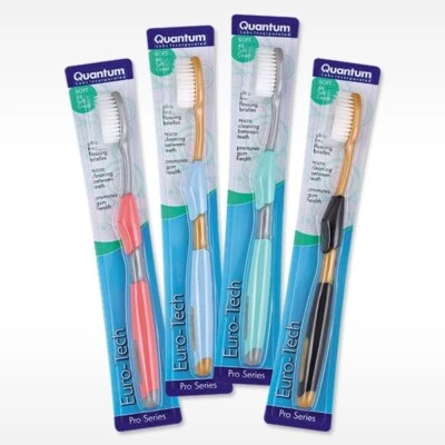 Quantum Labs EuroTech Toothbrush PRO SERIES Pack of 4 Assorted Colors Ultra Fine