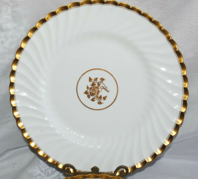 MINTON オン・ザ・ローン プレート RARE CIRCA 1935 MINTONS GOLD ROSE ENGLAND DINNER PLATE SCALLOP