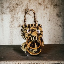 Vintage 70s Owl Macrame Hanging Planter Wood Fringe Boho Hippie Retro Kitsch