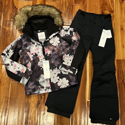 Roxy Girl Sz L (12) American Pie  Jacket  & Black  Snowpants NWT