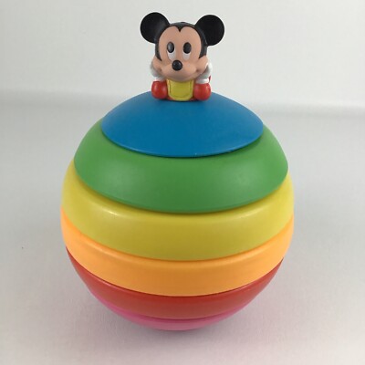 Disney Stack A Ball Roly Poly Mickey Mouse Vintage 1988 Stacking Baby Toy Mattel