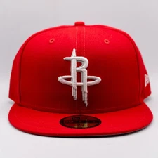 Houston Rockets Fitted Hat New Era 59fifty NBA Basketball Red Cap
