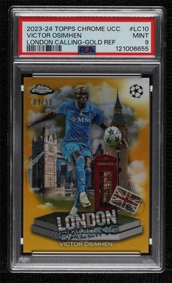 2023 Chrome UEFA Club Competitions Gold Refractor 9/50 Victor Osimhen PSA 9 8d2