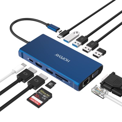 Laptop Docking Station 12 in 1 Triple Display Thunderbolt 3 USB C Hub Dual HD...