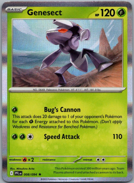 Genesect - 008/094 - Phantasmal Flames - Holo Rare - NM/M