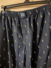 Polo Ralph Lauren Sleepwear Pants Mens Large Blue Pony All Over Print Pajamas