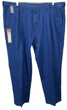 Haggar Work-to-Weekend Denim Pants Mens 44x30 Classic Fit Pleated Expandable A43