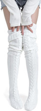 Women's Thigh High Socks, Extra Long Over the Knee Boot Leg Warmers  Cable Knit