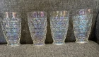 Set of 4 Iridescent Federal Glass Yorktown Colonial Thumbprint Glasses Vintage