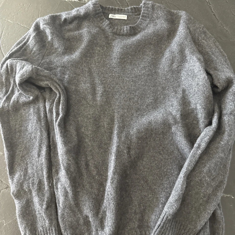 NUEVO Suéter Zara Para Hombre M Pullover Cuello Redondo Tejido Mezcla de Lana Negocios Informal ZZ11 Foto 2 de 4