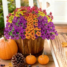 Artificial Fall Flowers for Outdoors, UV Resistant Fake Silk Flowers No Maint...