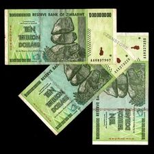 10 Trillion Zimbabwe Dollars x 3 Banknotes AA 2008 Currency 100% Authentic + COA