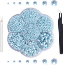 5600Pcs Flatback Pearls for Crafts Mixed Sizes Half Pearl Bead Flat Back Plastic