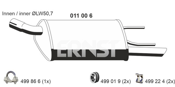 EndschalldäMpfer NachschalldäMpfer Ernst 011006 FüR Corsa Opel S93 F08 F68 M68-image