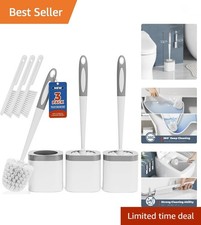 Toilet Brush, 3 Pack Toilet Brush and Holder Set Bathroom Accessories, Toilet...