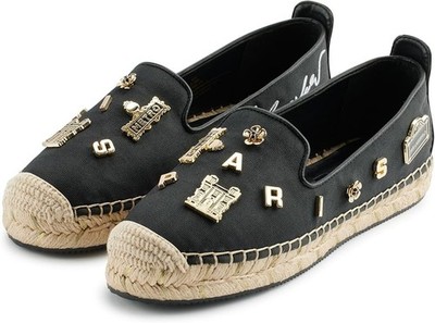 Karl Lagerfeld Paris Women's Michaela Rue Pins Espadrille Closed Toe Black 9.5