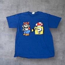 Vintage Super Mario Bros 2002 Y2K Nintendo Blue T-Shirt Medium M