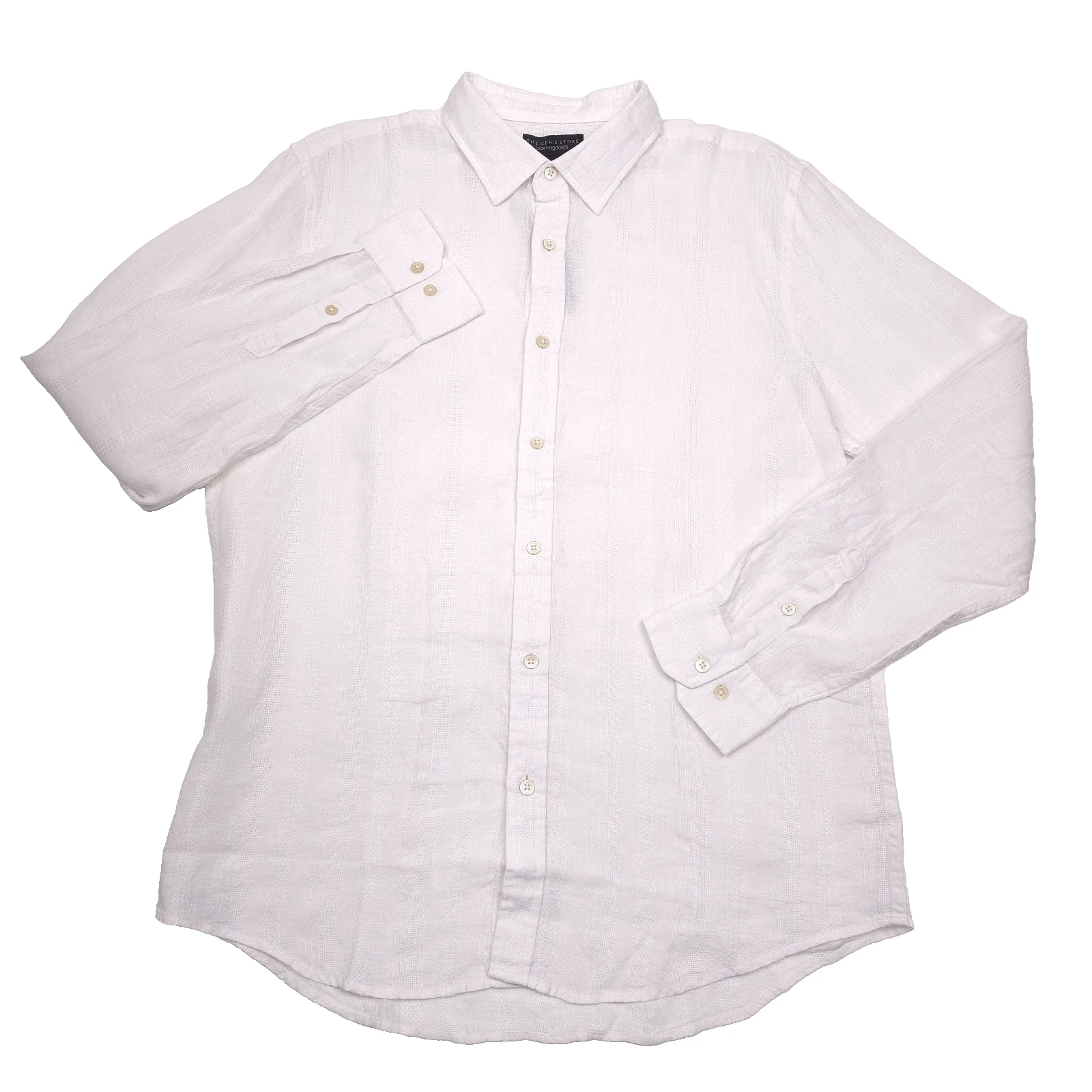 Bloomingdales Linen Button Up Shirt Mens XL White Tonal Stitch Long Sleeve NWT
Opens in a new window