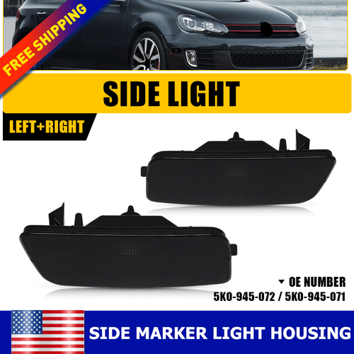 Pair Fog Lights – For 2010-2014 VW GTI MK6 & 2011-2015 Jetta GLI – Halogen, Black Housing, Clear Lens