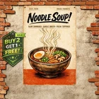 Ramen Cookbook Style Tin Sign 8x12 Vintage Japanese Food Metal Wall Decor