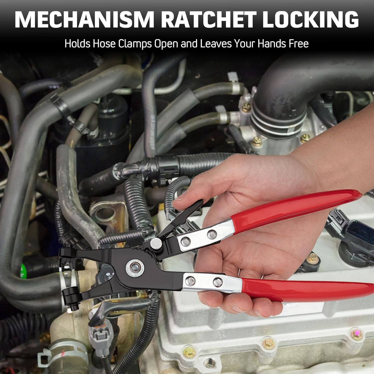 9pcs Flexible Hose Clamp Clip Plier Set Swivel Jaw Flat Band Automotive Tools US