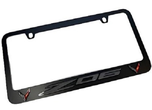 C8 Corvette Z06 Black License Plate Frame - Color Logo - Picture 2 of 2