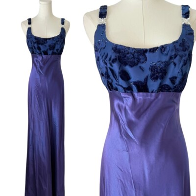 Vintage Morgan & Co Dress Gown Prom Formal 90s Purple Blue Satin Goth Fairy  7/8 | eBay
