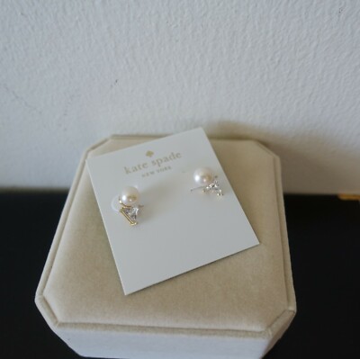 Kate Spade Bright Ideas clear Triangle Pearl Studs