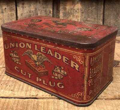 union leader cut plug tobacco tin box Antique || EMPTY  TheBoxSF Union Leader Lunch Pail Tobacco