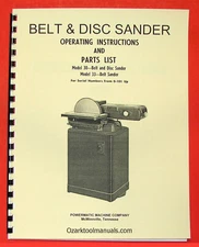POWERMATIC 30 and 33 Sander Operator's & Parts Manual 0545